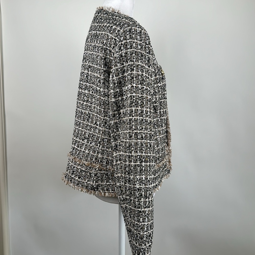 Dennis Basso Tweed Jacket with Pockets Brown/Gold Size 4 NWT - Picture 5 of 11